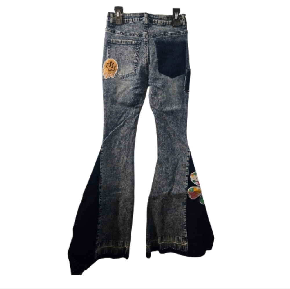 Dolls Kill Boho Lift Your Spirits Patchwork flare jeans - Picture 4 of 16
